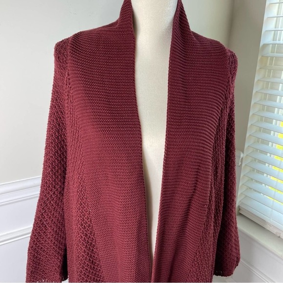 Lucky Brand burgundy knit sweater cardigan size large‎ - Picture 2 of 6
